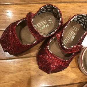 Brand new toms red sparkly shoes